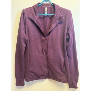 mondetta womens jacket xl plum color. full zip. pockets. thumb holes. ribbed.